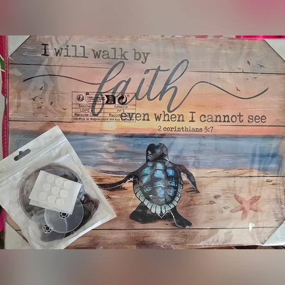 Other - Inspirational Turtle Wall Art with Faith Quote Beach Bundle